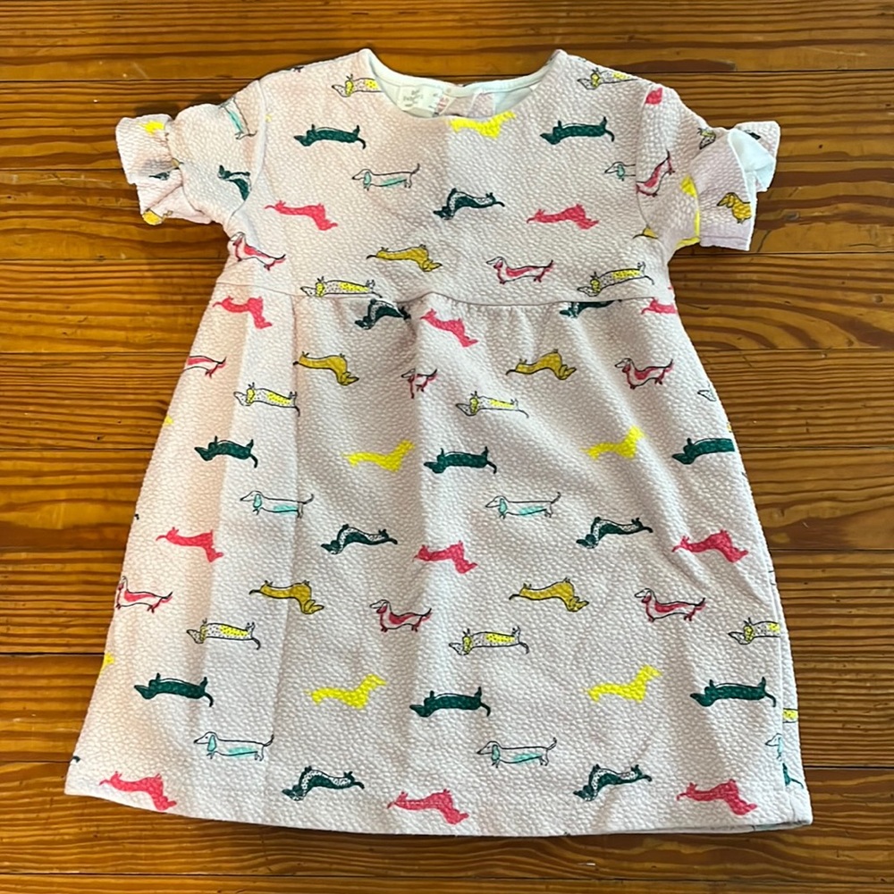 Zara Pink Dress with Dog Daschund Print - Size 2/3